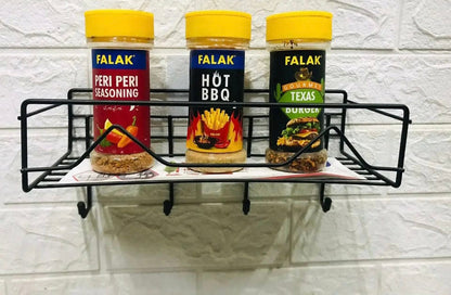 Wall Mounted Bathroom Hanging Shelf, Iron Shampoo Holder, Wall Mounted Floating Rack With Hooks, Bathroom Shower Storage Rack