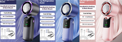 New Ice Pack High-Speed Handheld Eletirc Fan Speed Adjustable Folding Mini Fan Portable Outdoor Hanging Neck Small Fan